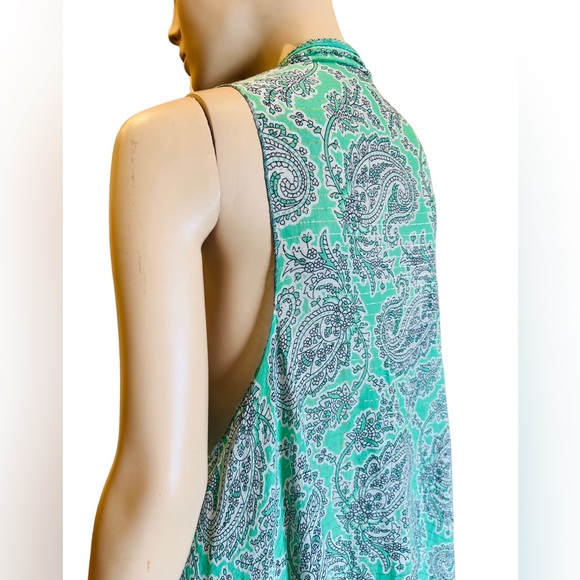Navayo Maxi Tunic Designed in France Green paisleys with Gold threads preowned - Picture 7 of 12